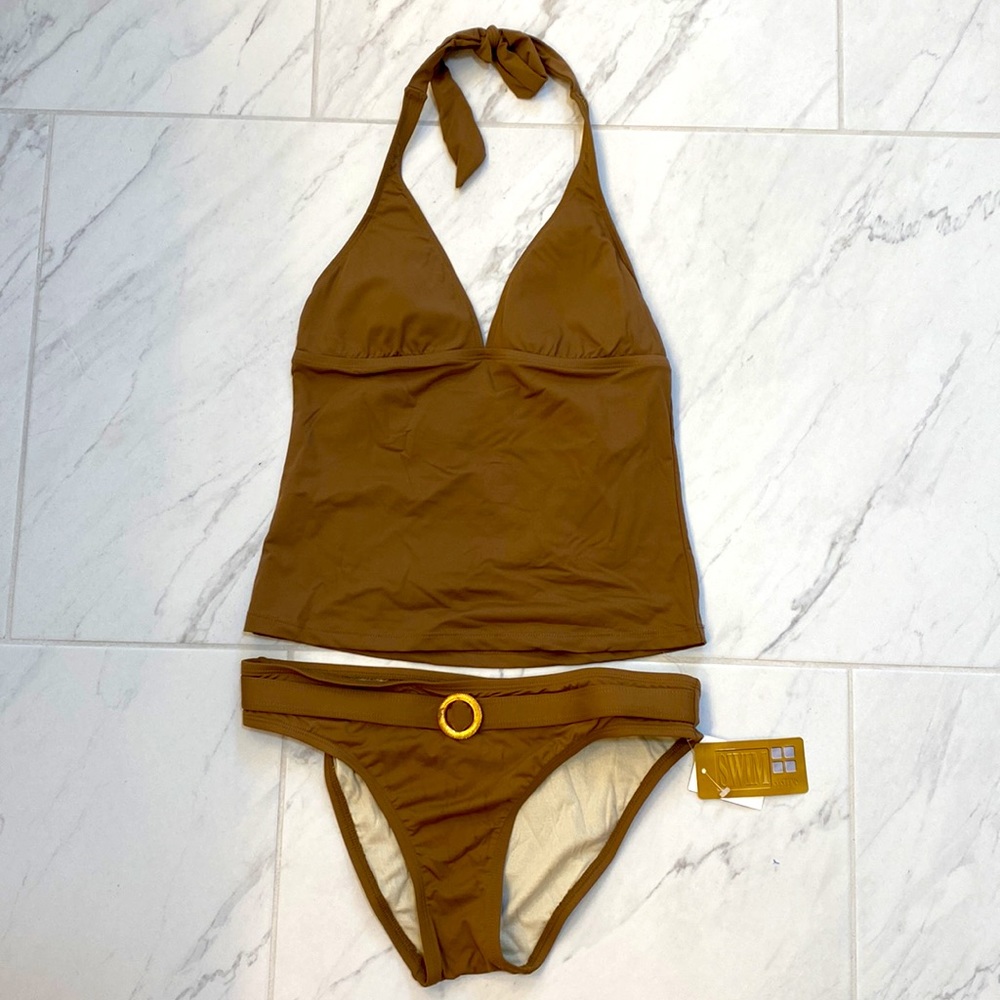 🆕 Khaki 2 pieces tankini swimsuit 👙🕶🏊‍♀️